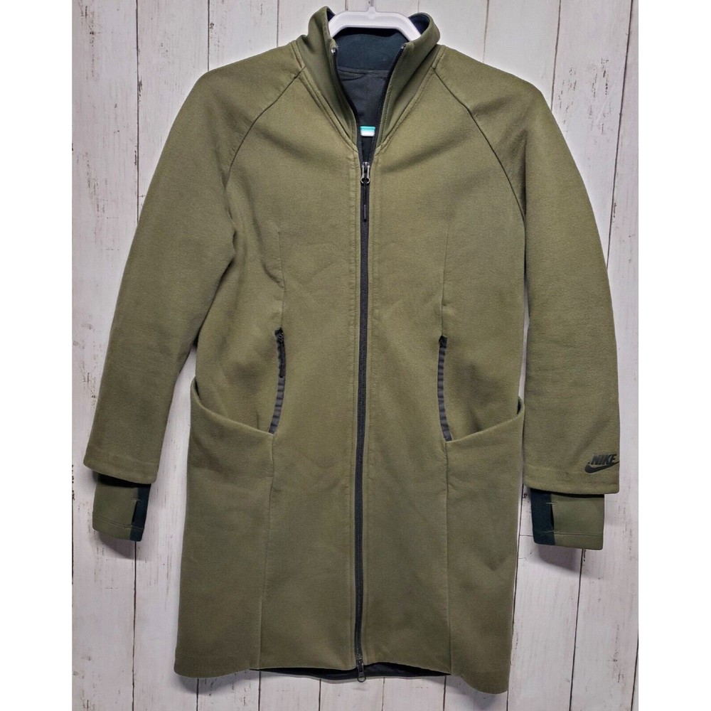Nike Sportswear Tech Pack Fleece Jacket Women's XS Long Zip Up Olive Green